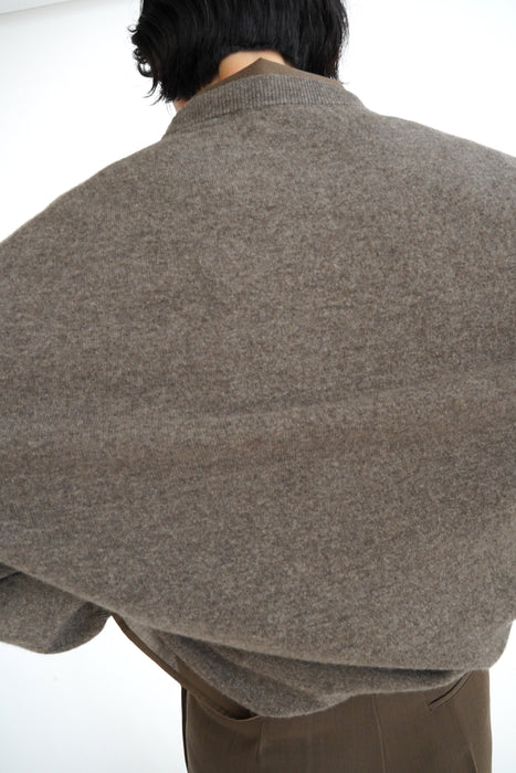 CRISTASEYA<br>ROUND NECK FLANNEL SWEATER<br>in TAUPE