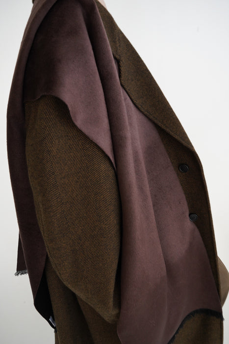 CRISTASEYA<br>SILK WOOL FRINGED SCARF<br>in BLACK/BROWN