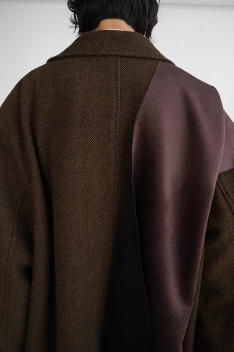 CRISTASEYA<br>OVERSIZED COAT<br>in BLACK/BROWN HERRINGBONE