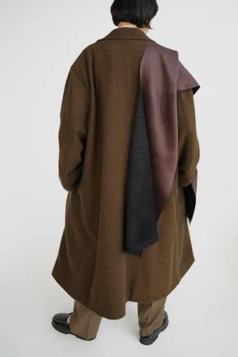 CRISTASEYA<br>SILK WOOL FRINGED SCARF<br>in BLACK/BROWN