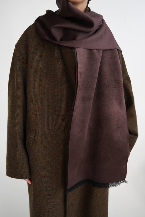 CRISTASEYA<br>SILK WOOL FRINGED SCARF<br>in BLACK/BROWN