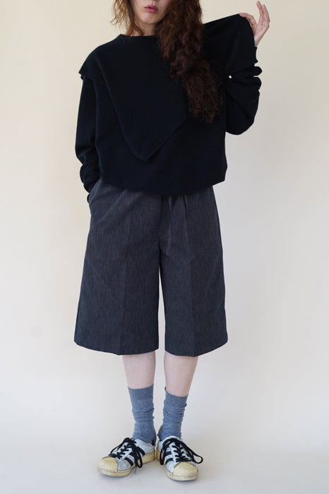 CRISTASEYA<br>FLANNEL SAILOR COLLAR SWEATER<br>in BLACK