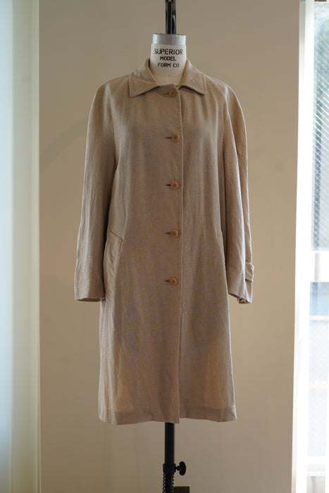 VINTAGE HERMES <br>LINEN BALMACAAN COAT <BR> <BR>SOLD OUT