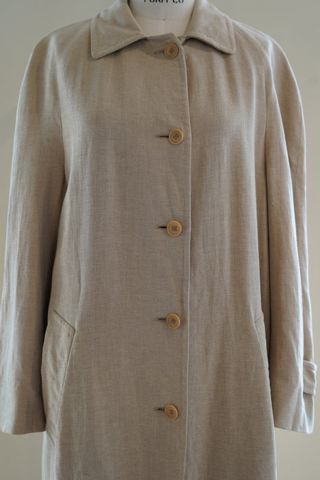 VINTAGE HERMES <br>LINEN BALMACAAN COAT <BR> <BR>SOLD OUT