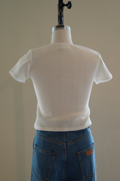 FUMIKA_UCHIDA<br>EYELET RIB STITCH SQUARE-NECK T-SHIRT