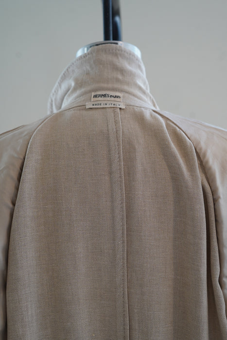 VINTAGE HERMES <br>LINEN BALMACAAN COAT <BR> <BR>SOLD OUT