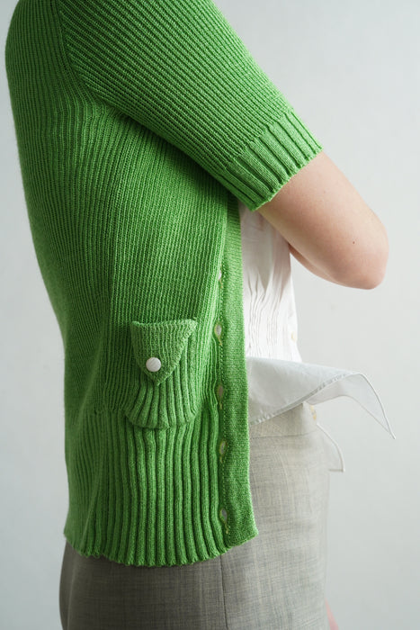 VINATAGE<BR>FRENCH RIB S/S CARDIGAN <BR> <BR>SOLD OUT