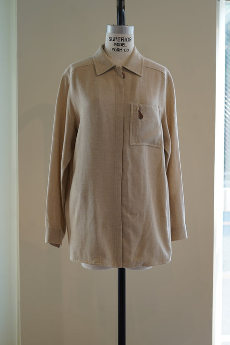VINTAGE HERMES <br>LINEN ZIP SHIRT JACKET