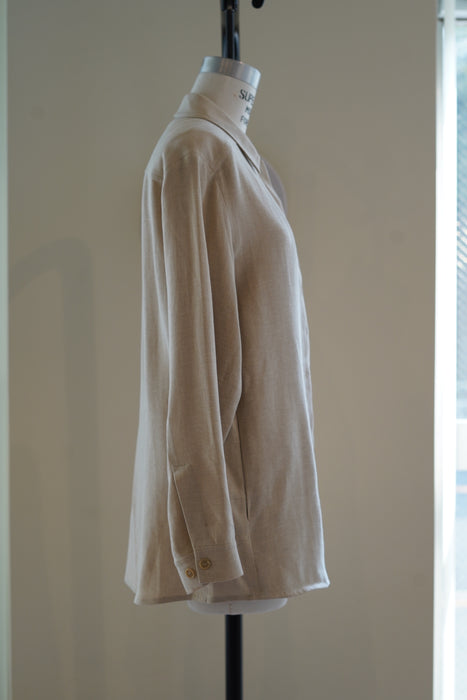 VINTAGE HERMES <br>LINEN ZIP SHIRT JACKET