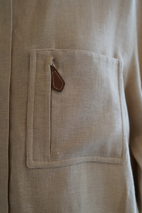VINTAGE HERMES <br>LINEN ZIP SHIRT JACKET