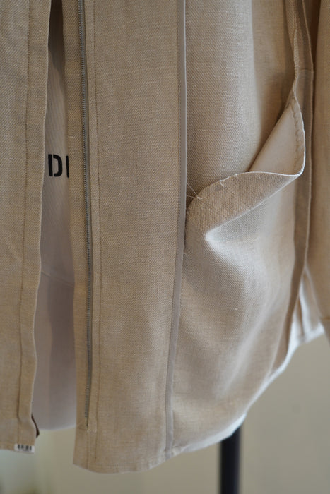 VINTAGE HERMES <br>LINEN ZIP SHIRT JACKET