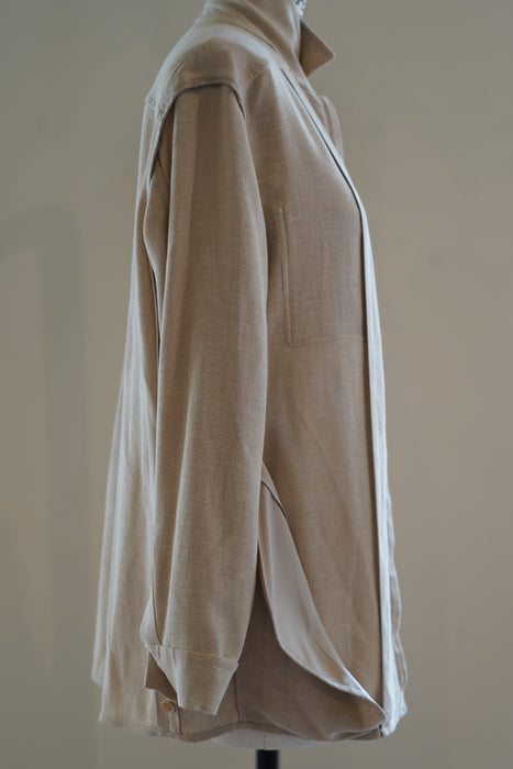 VINTAGE HERMES <br>LINEN ZIP SHIRT JACKET