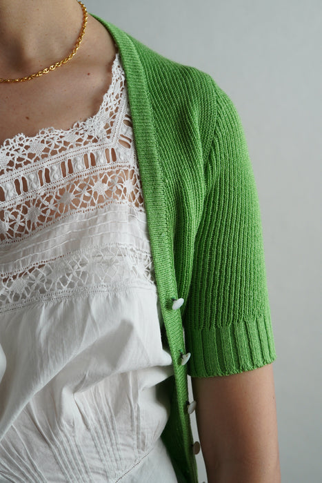 VINATAGE<BR>FRENCH RIB S/S CARDIGAN <BR> <BR>SOLD OUT