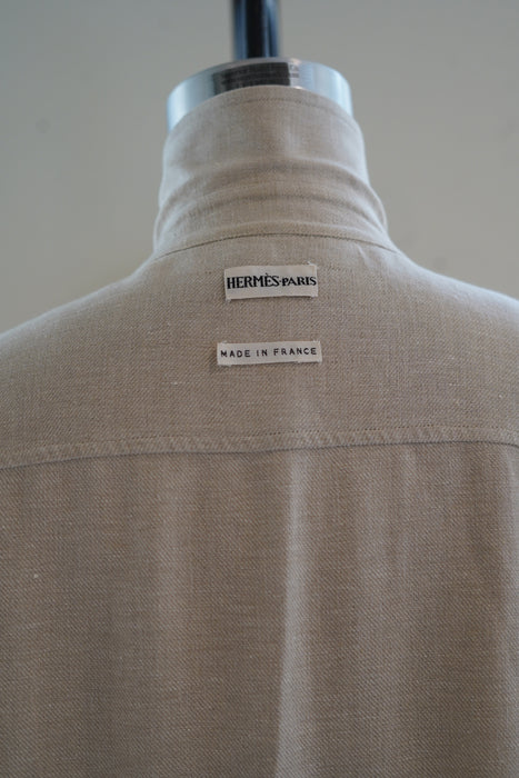 VINTAGE HERMES <br>LINEN ZIP SHIRT JACKET