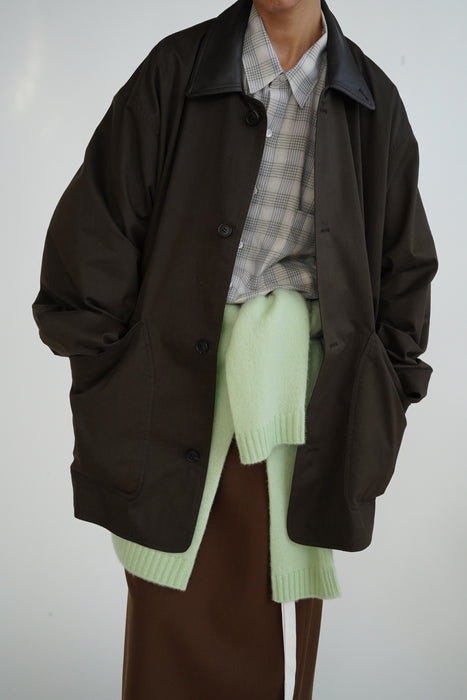 CRISTASEYA<br>OVERSIZED BLOUSON WITH LEATHER PATCH<br>in BROWN