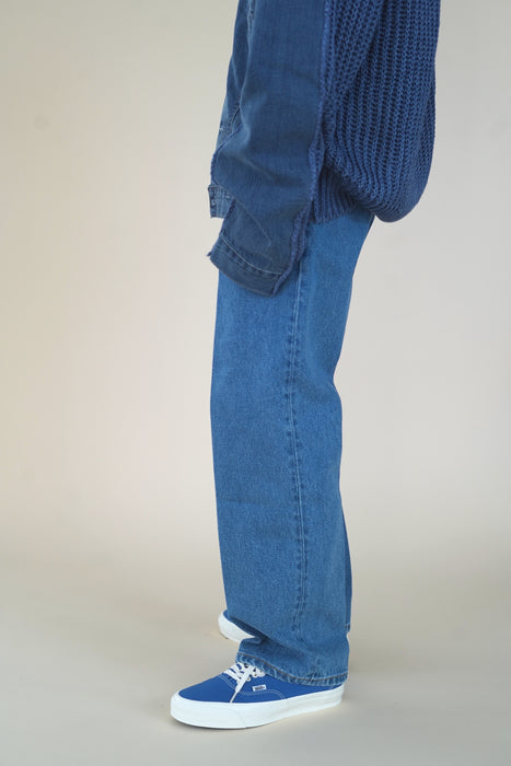 CRISTASEYA<br>BLEACHED DENIM PLEATED TROUSERS