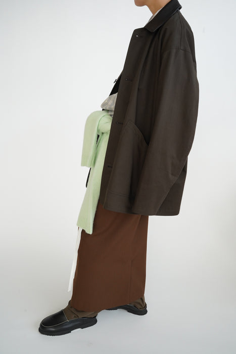 CRISTASEYA<br>OVERSIZED BLOUSON WITH LEATHER PATCH<br>in BROWN