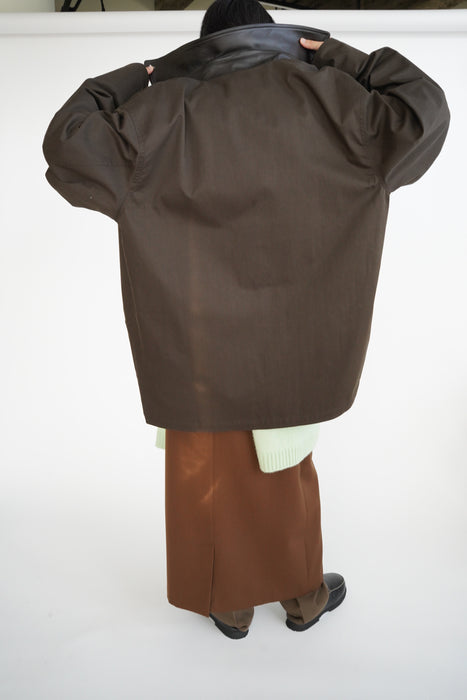CRISTASEYA<br>OVERSIZED BLOUSON WITH LEATHER PATCH<br>in BROWN