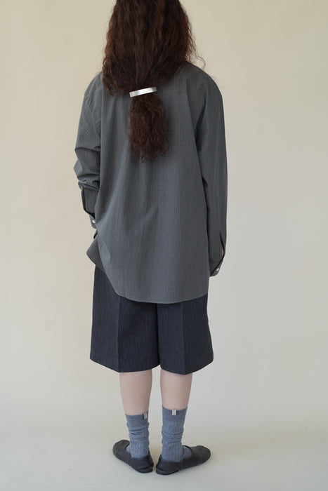 Salvatore Piccolo xCRISTASEYA<br>HANDMADE CLASSIC COLLAR SHIRT<br>in TAUPE WITH BLACK CHECKS