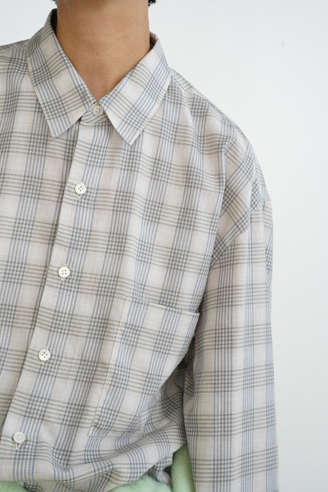 Salvatore Piccolo x CRISTASEYA<br>HANDMADE CLASSIC COLLAR SHIRT<br>in CHECKED BLUE/GREEN
