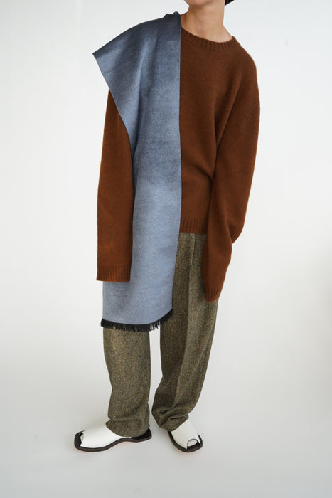 CRISTASEYA<br>DOUBLE PLEATED WIDE PANTS <br>in BROWN/BLACK