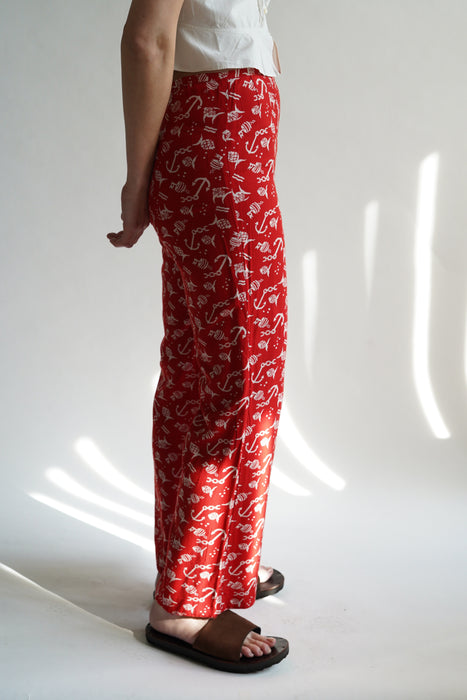 VINTAGE<BR>FISH ANCHOR PRINT PANTS