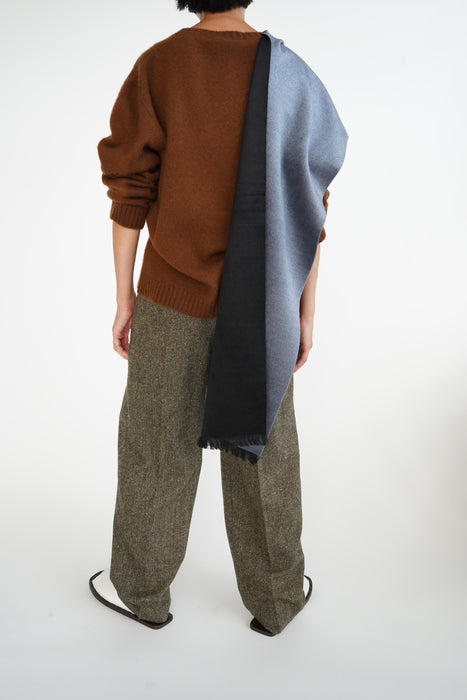 CRISTASEYA<br>DOUBLE PLEATED WIDE PANTS <br>in BROWN/BLACK