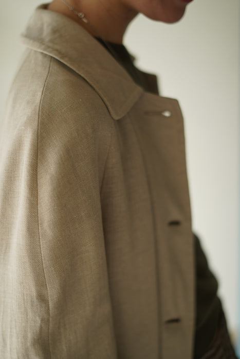 VINTAGE HERMES <br>LINEN BALMACAAN COAT <BR> <BR>SOLD OUT