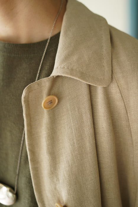 VINTAGE HERMES <br>LINEN BALMACAAN COAT <BR> <BR>SOLD OUT