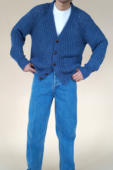 BLESS+CRISTASEYA<br>PATCHED DENIM KNIT CARDIGAN