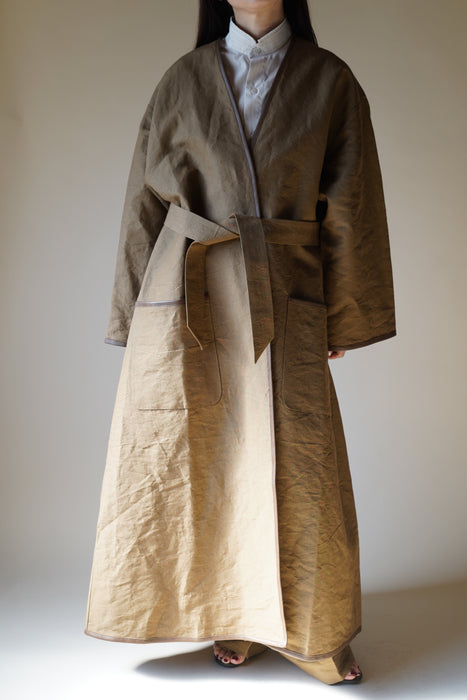 CRISTASEYA<br>COLLARLESS COAT WITH LEATHER PIPING
