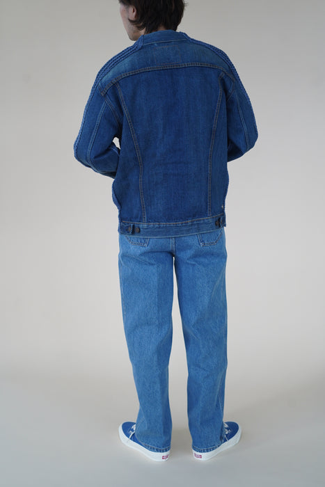 BLESS+CRISTASEYA<br>PATCHED DENIM KNIT CARDIGAN