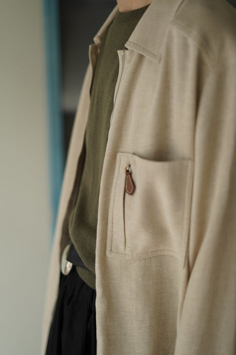 VINTAGE HERMES <br>LINEN ZIP SHIRT JACKET