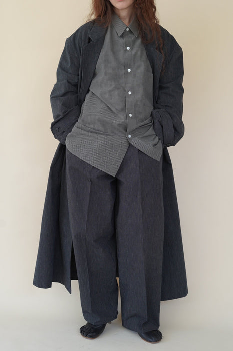 CRISTASEYA<br>OVERSIZED LONG TRENCH<br>in BLACK WITH WHITE STRIPES