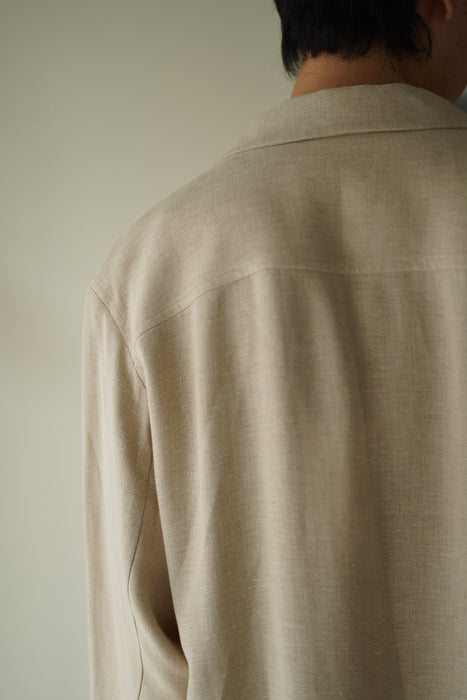 VINTAGE HERMES <br>LINEN ZIP SHIRT JACKET
