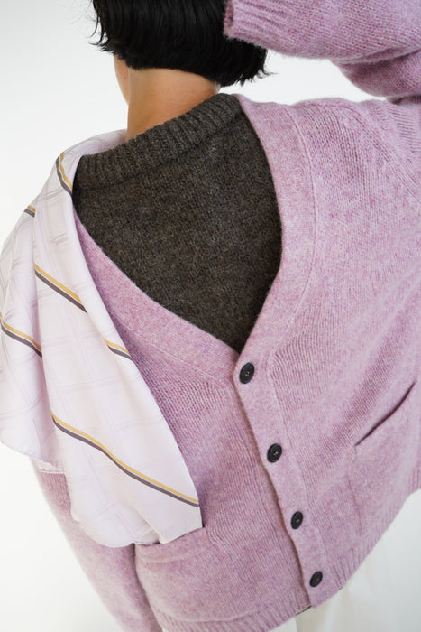 CRISTASEYA<br>OVERSIZED SHETLAND CARDIGAN<br>in PINK