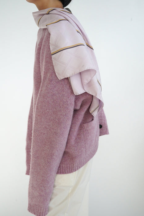 CRISTASEYA<br>SILK CARRÉ LARGE<br>in LIGHT PINK CHECKS