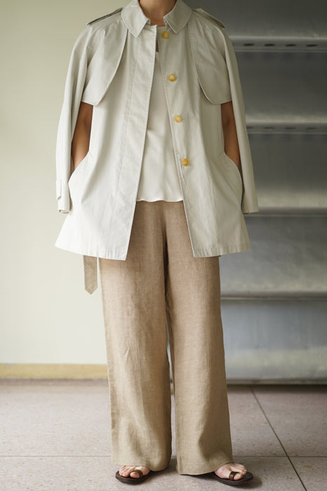 VINTAGE HERMES <br>LINEN SIDE ZIP HERRINGBONE TROUSERS <BR> <BR>SOLD OUT