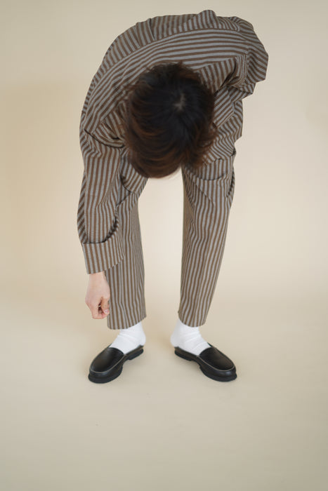 Salvatore Piccolo x CRISTASEYA<br>PYJAMA SHIRT<br>in BROWN STRIPES