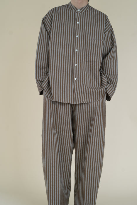 Salvatore Piccolo x CRISTASEYA<br>PYJAMA SHIRT<br>in BROWN STRIPES