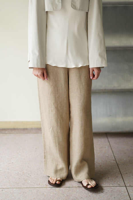 VINTAGE HERMES <br>LINEN SIDE ZIP HERRINGBONE TROUSERS <BR> <BR>SOLD OUT