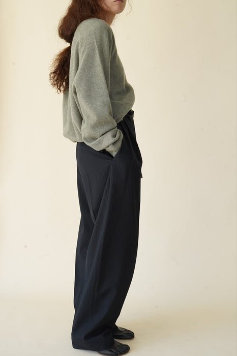 CRISTASEYA<br>OVERSIZED V NECK FLANNEL SWEATER<br>in LIGHT KHAKI
