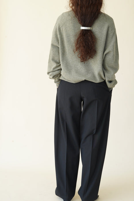 CRISTASEYA<br>OVERSIZED V NECK FLANNEL SWEATER<br>in LIGHT KHAKI