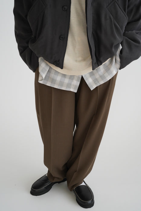 CRISTASEYA<br>DOUBLE PLEATED WIDE PANTS <br>in BROWN