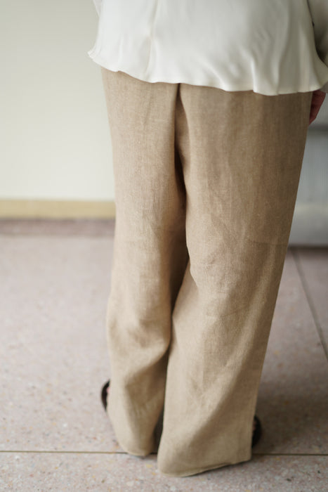 VINTAGE HERMES <br>LINEN SIDE ZIP HERRINGBONE TROUSERS <BR> <BR>SOLD OUT