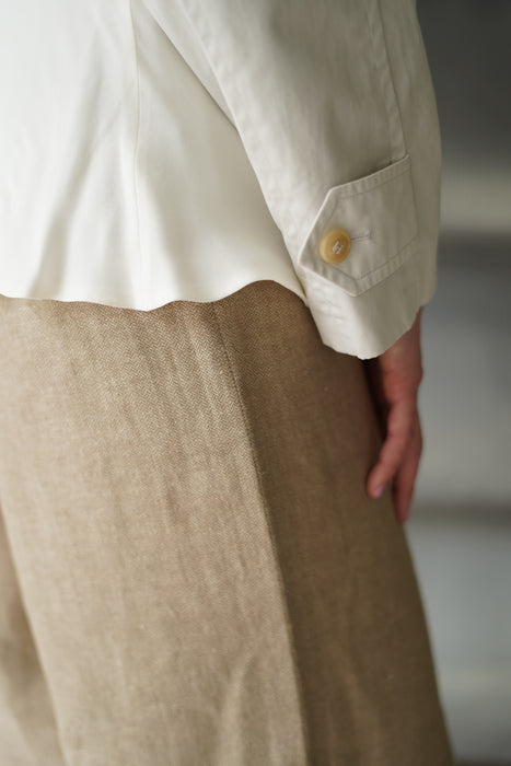 VINTAGE HERMES <br>LINEN SIDE ZIP HERRINGBONE TROUSERS <BR> <BR>SOLD OUT