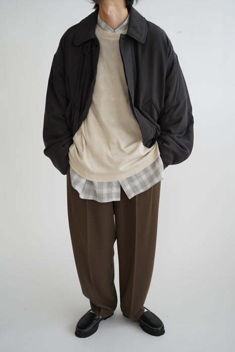 CRISTASEYA<br>DOUBLE PLEATED WIDE PANTS <br>in BROWN