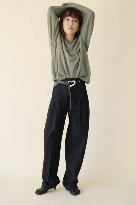 CRISTASEYA<br>OVERSIZED V NECK FLANNEL SWEATER<br>in LIGHT KHAKI
