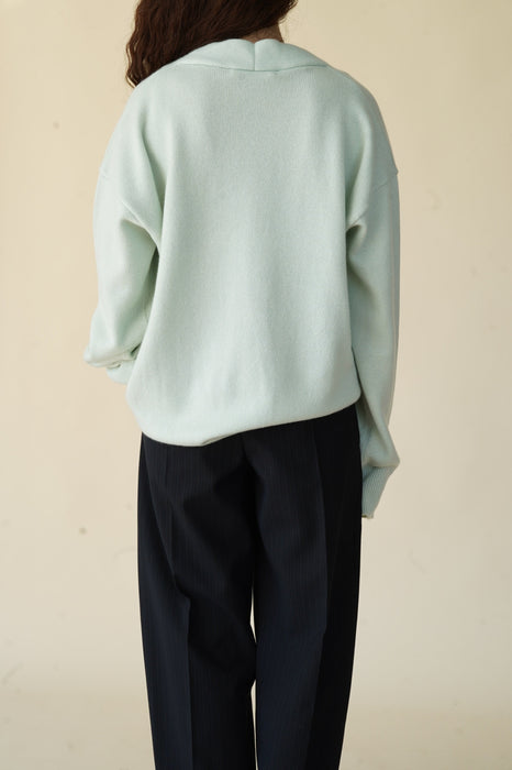 CRISTASEYA<br>OVERSIZED CASHMERE SWEATER WITH DRAPED COLLAR<br>in MINT