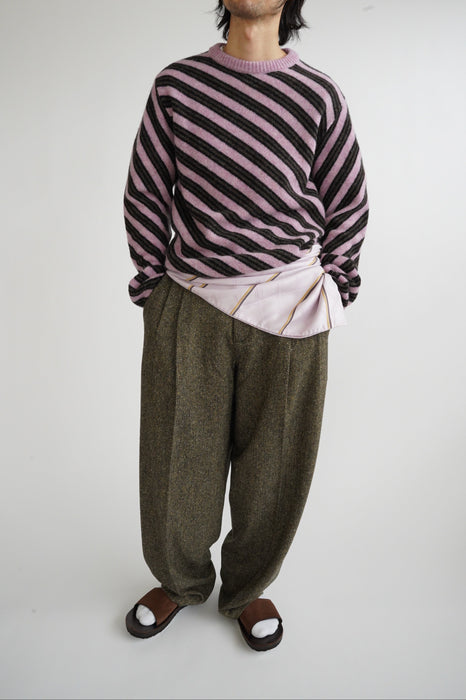 CRISTASEYA<br>DIAGONAL STRIPED SWEATER<br>in TAUPE/PINK